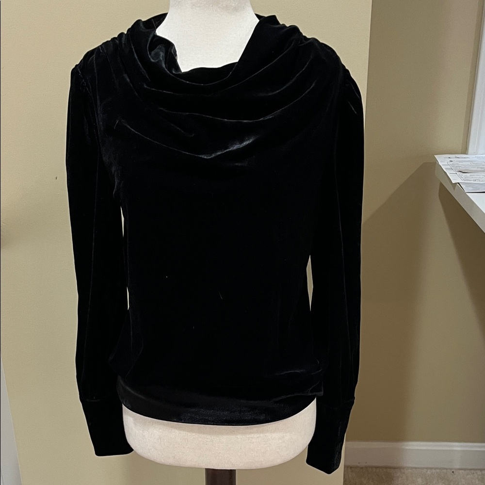 Anthropologie BTFL-life Black Velvet Velour Pullover Blouse Size XS EUC - Picture 2 of 12